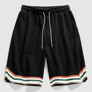 Rainbow Drawstring Striped Semi-sheer Shorts