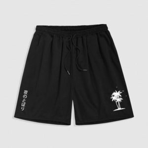 Japanese Character Coconut Palm Graphic Shorts