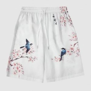 Magpie Floral Print Chinese Style Shorts