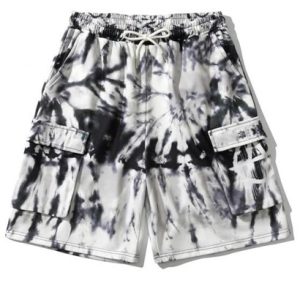 Drawstring Tie Dye Letter Print Shorts