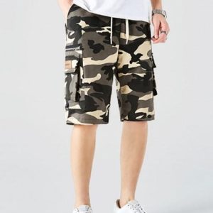 Zipper Multi-pocket Design Drawstring Cargo Shorts
