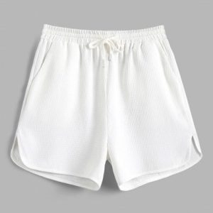 Solid Color Pocket Drawstring Casual Shorts