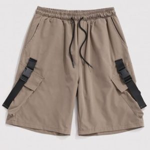 Streetwear Multi-Pocket Strap Drawstring Cargo Shorts