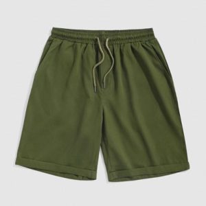Solid Color Multi-Pocket Drawstring Casual Shorts