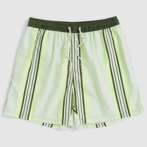 Striped Print Drawstring Vacation Shorts