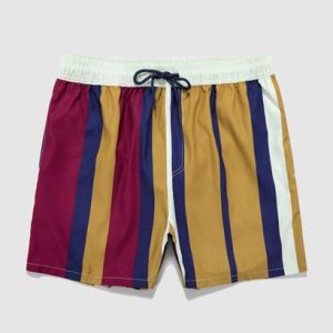 Drawstring Striped Pocket Beach Shorts