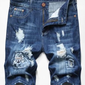 Patchworks Ripped Decoration Denim Shorts