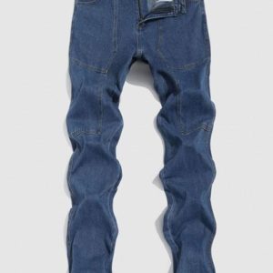 Loose Straight Leg Zipper Fly Jeans