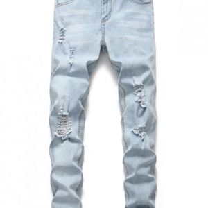 Ripped Light Wash Distressed Decoration Casual Jeans