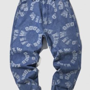 Letters Print Joggers Jeans