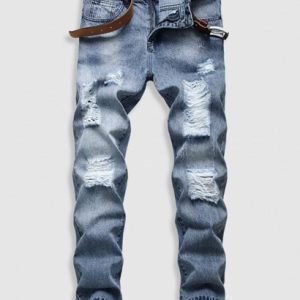 Zip Fly Ripped Jeans