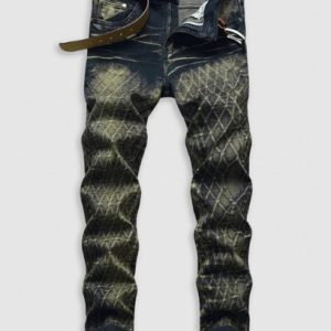 Rhombus Pattern Retro Pockets Jeans