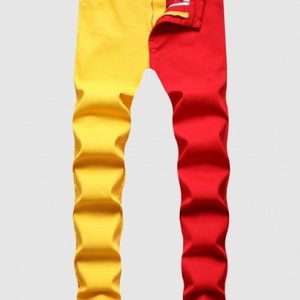 Colorblock Two Tone Zipper Fly Jeans