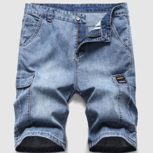 Multi Pocket Label Design Denim Shorts