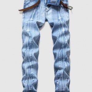 Branch Pattern Light Wash Jeans