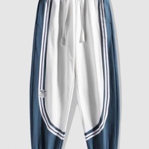 Two Tone Color Drawstring Jogger Pants