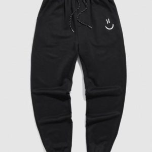 Smile Face Embroidery Sports Jogger Sweatpants