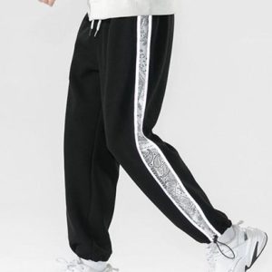 Paisley Print Patches Spliced Pants