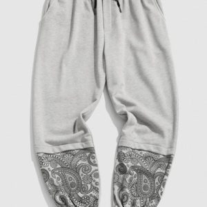 Paisley Flower Print Jogger Sweatpants