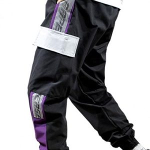 Letter Print Contrast Cargo Jogger Techwear Pants