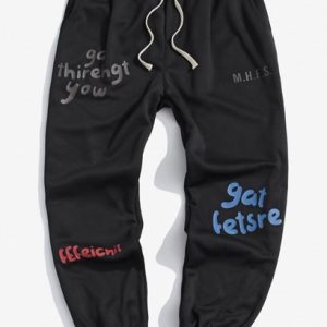 Fleece Lined Letter Jogger Sweatpants