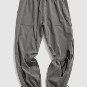 Letter Print Wide Leg Beam Feet Cargo Pants