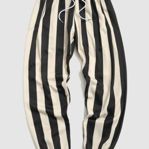 Contrasting Stripe Print Jogger Sweatpants