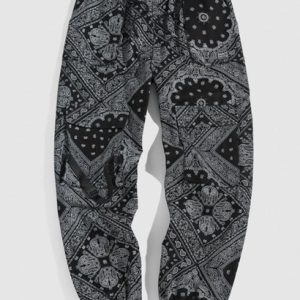 Y2K Aesthetic Streetwear Paisley Bandana Print Cargo Pants