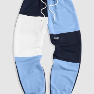 Letter Printed Colorblock Sports Sweat Pants