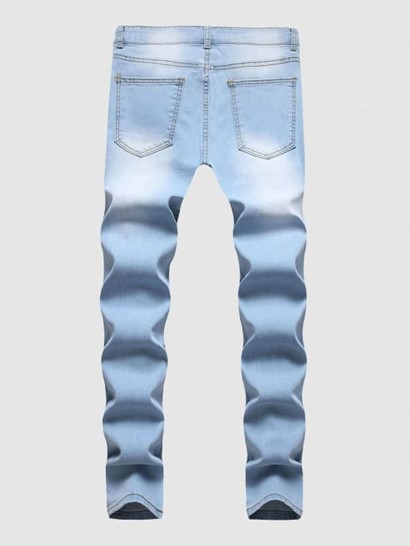 Faded Color Distressed Denim Jeans - Image 2