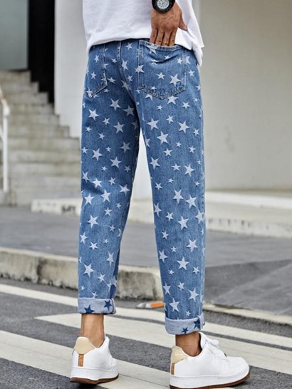 Stars Print Tapered Jeans - Image 2