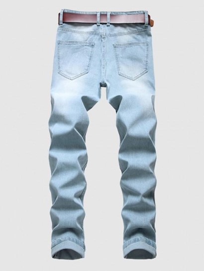 Ripped Rose Embroidery Zipper Fly Jeans - Image 2