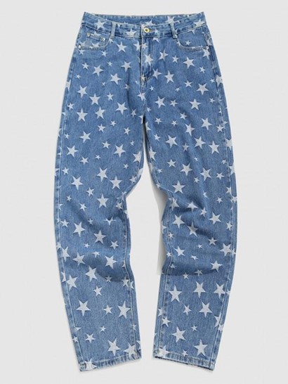 Stars Print Tapered Jeans - Image 3
