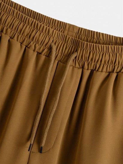 Solid Color Drawstring Casual Pants - Image 3