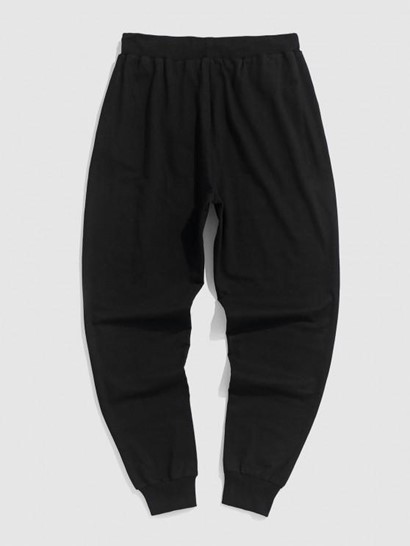 Letter And Rose Graphic Printed Drawstring Sweatpants - Image 3