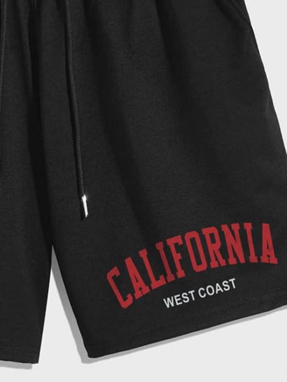 CALIFORNIA Print Casual Drawstring Shorts - Image 4