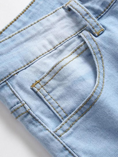 Faded Color Distressed Denim Jeans - Image 4