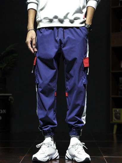 Colorblock Flap 3D Pocket Cargo Beam Feet Pants - Image 4