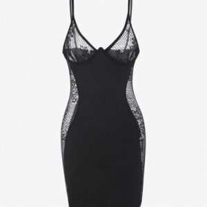 Underwired Mesh Sheer Spaghetti Strap Dress