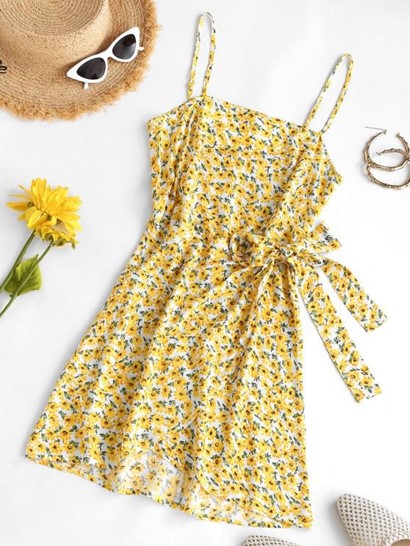 Floral Overlay Tie Sheath Sundress