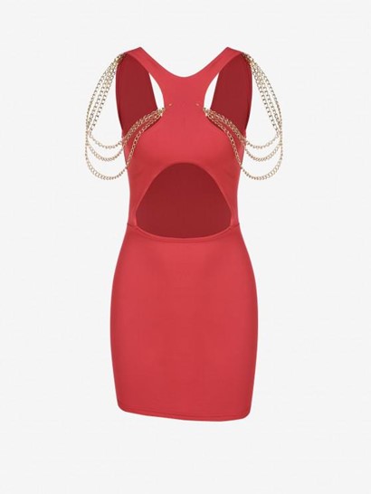 Cut Out Layered Chain Bodycon Dress