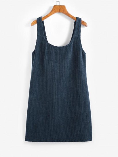 Button Front Pockets Corduroy Pinafore Dress - Image 2