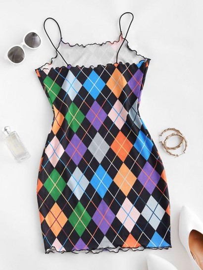 Argyle Lettuce Trim Bungee Strap Dress - Image 2