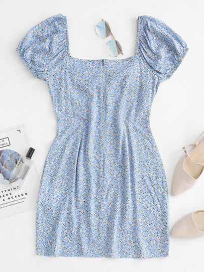 Tiny Floral Print Knotted Sheath Dress - Image 2