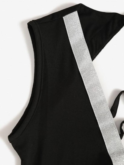 Metallic Thread Glitter Cutout Backless Bodycon Dress - Image 3