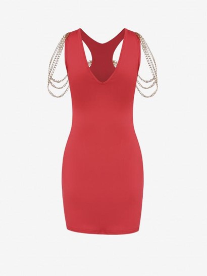 Cut Out Layered Chain Bodycon Dress - Image 3