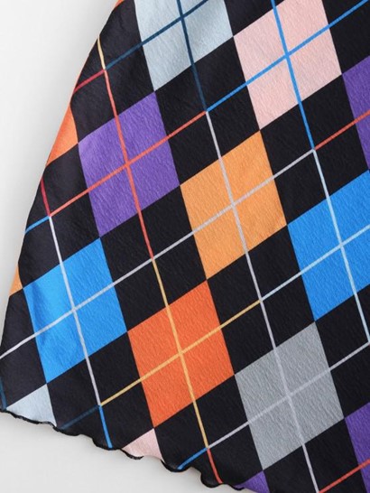 Argyle Lettuce Trim Bungee Strap Dress - Image 4